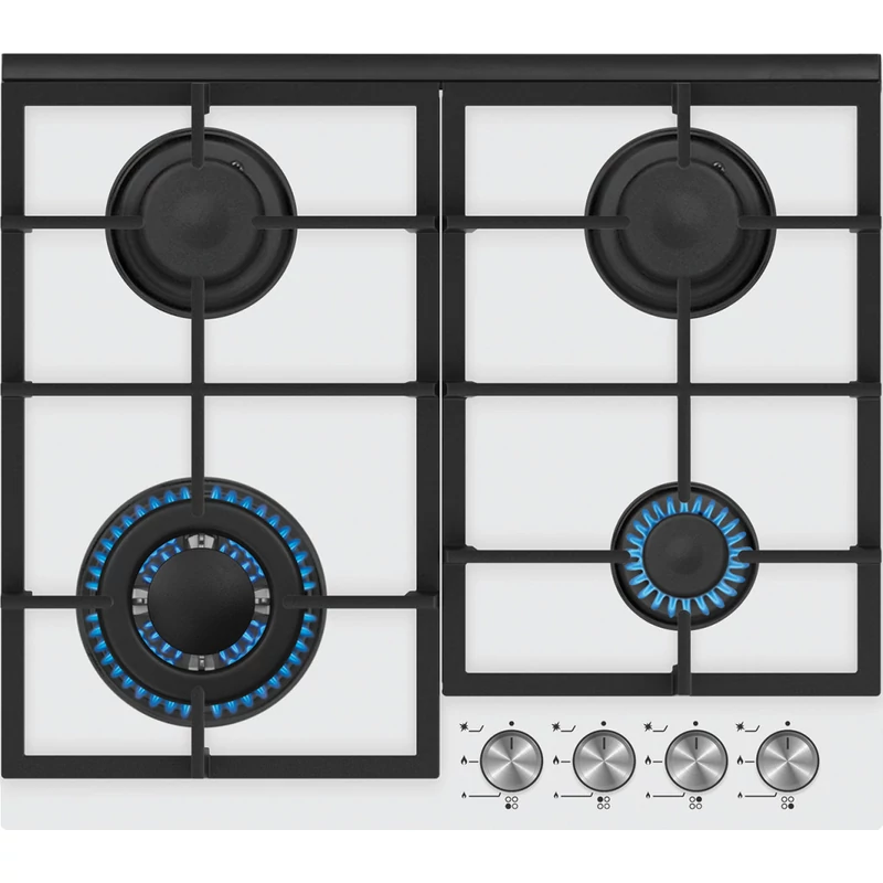 Kluge KPG6010WG beépíthető gáz főzőlap, 60 cm, fehér üveg, WOK égő