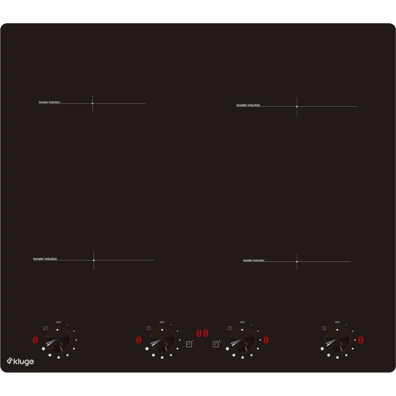 Kluge KPI6023BB beépíthető indukciós főzőlap, 60cm, fekete ü., forgógombos