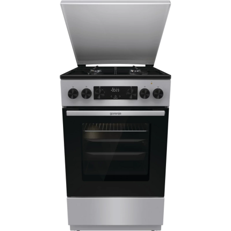 Gorenje GKS5C71XF Kombinált tűzhely, 4 gázégő, elektromos multifunkciós sütő Pizza funkcióval,kijelző, fém tetővel, teleszkópos sütősín, lassú ajtózáródás, air fry, fém tető, szürke szín, gőzfunkcióval Gorenje GKS5C71XF Kombinált tűzhely, 4 gázégő, elektromos multifunkciós sütő Pizza funkcióval,kijelző, fém tetővel, teleszkópos sütősín, lassú ajtózáródás, air fry, fém tető, szürke szín, gőzfunkcióval