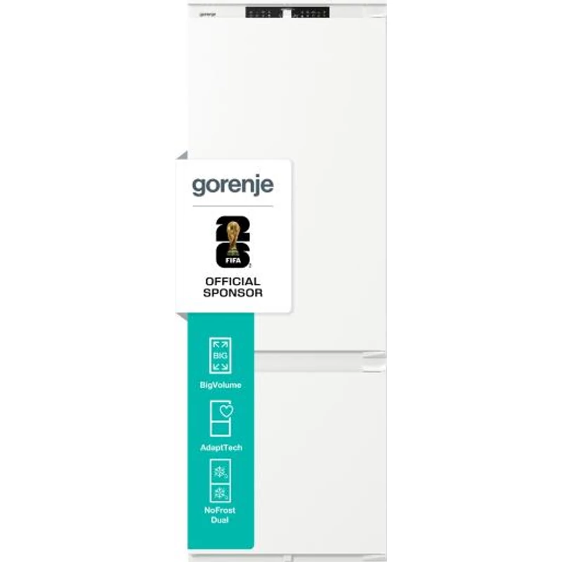 Gorenje NRKI619D61WFE Beépíthető kombinált hűtőszekrény, 208/76l TotalNoFrost,  "E" , INVERTER kompresszor, CrispZone , FreshZone, 193x540x545mm