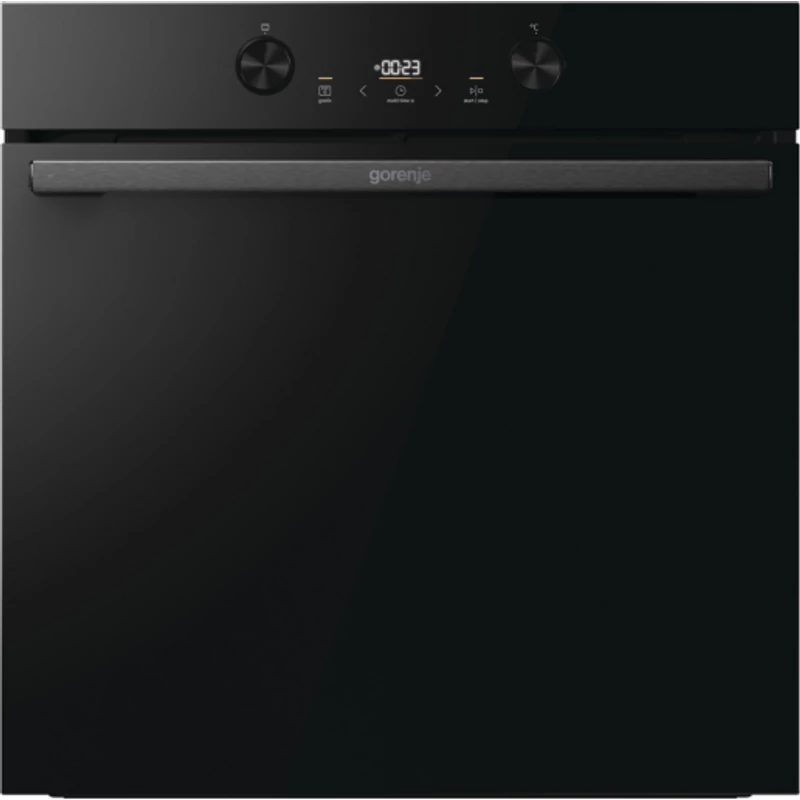 Gorenje BOS6737E05DBG Beépíthető multifunkciós sütő, 12 funkc, ExtraSteam, 77 liter HomeMadePlus,  "A+" , GentleClose lassú ajtózáródás, teleszkópos sütősín, GentleOpen - lecsapodás nélküli ajtónyitás, fekete üveg előlappal