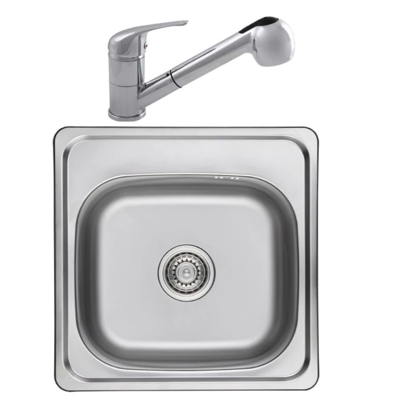 Operis STANDARD SZET Egymedencés mosogató, Szín: Natúr inox - Rosso csappal