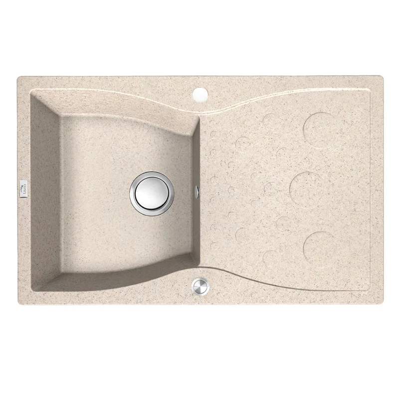 Laveo MOLOKIN csepptálcás bézs mosogató dugókiemelős helytakarékos szifonnal