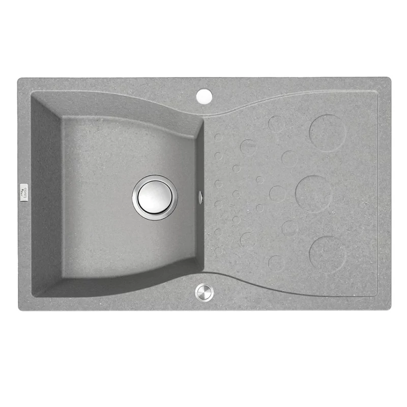 Laveo MOLOKIN csepptálcás szürke mosogató dugókiemelős helytakarékos szifonnal