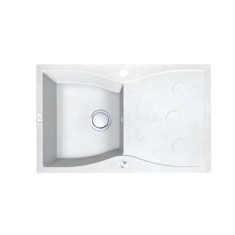 Laveo MOLOKIN csepptálcás fehér mosogató dugókiemelős helytakarékos szifonnal