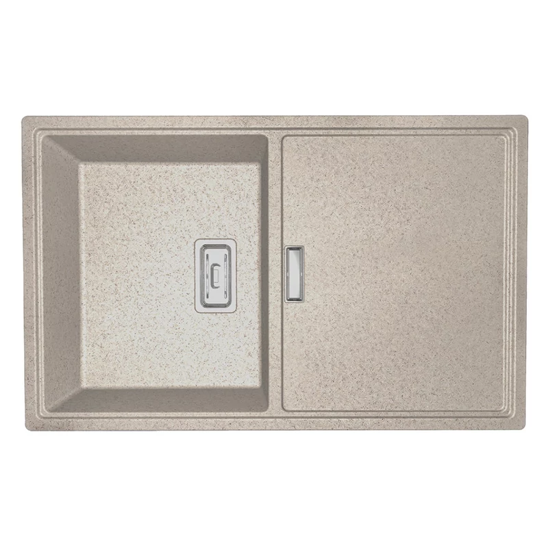 Laveo TONGA bézs csepptálcás mosogató helytakarékos szifonnal