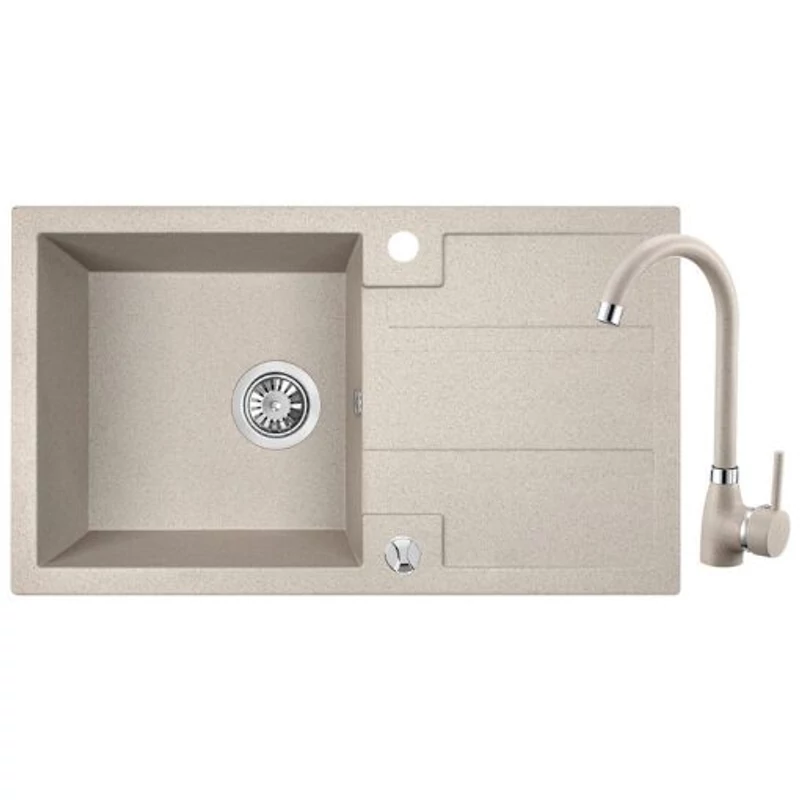 Laveo SZETT BARBADOS+ LETTE Gránit tálca + Álló csaptelep - Bézs, SRBA_411T Laveo SZETT BARBADOS+ LETTE Gránit tálca + Álló csaptelep - Bézs, SRBA_411T