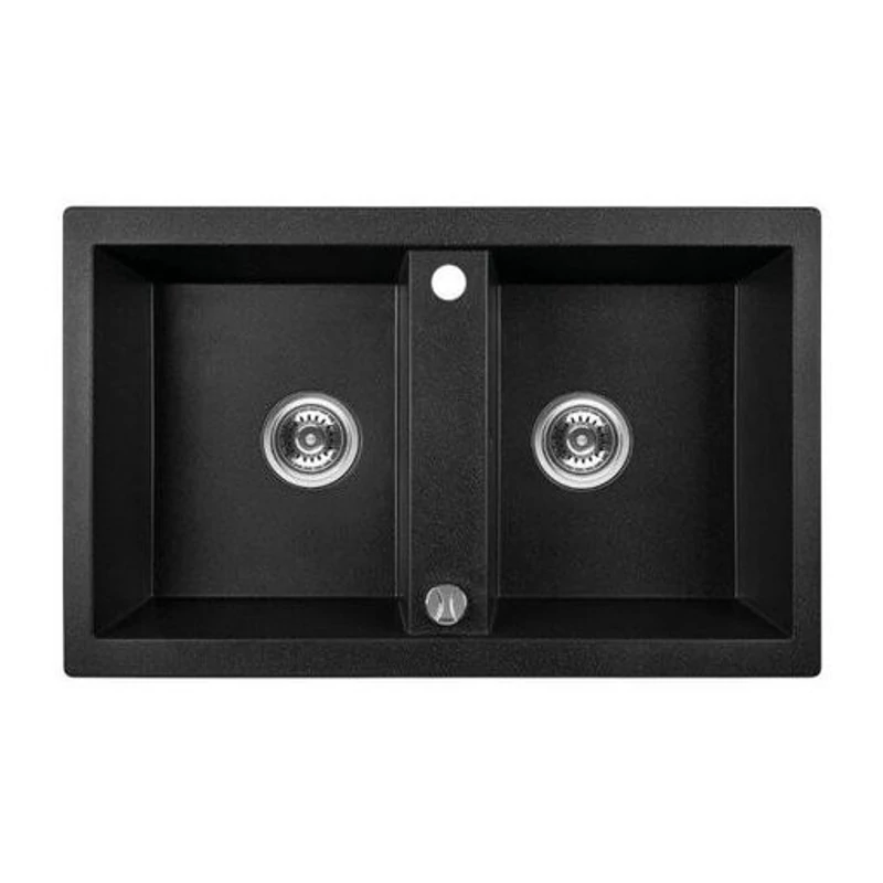 Laveo BARBADOS Gránit mosogató: kétmedencés, MATT fekete, SRB_720R Laveo BARBADOS Gránit mosogató: kétmedencés, MATT fekete, SRB_720R