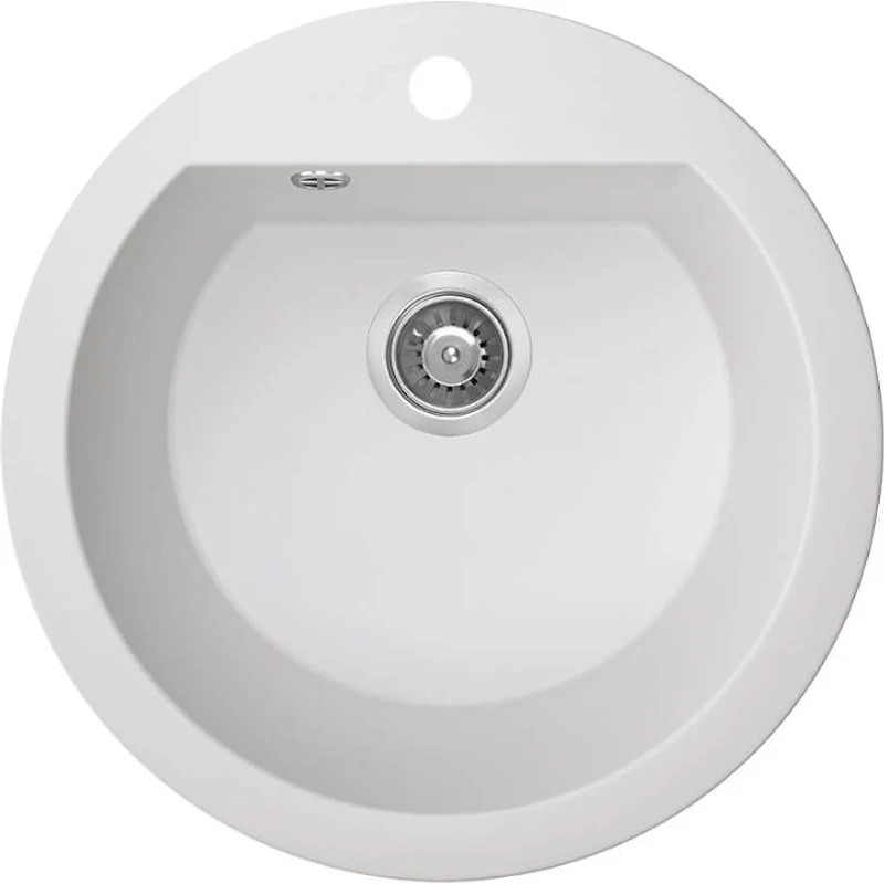 Laveo DAFNE egykör fehér mosogató csaplyukkal, helytakarékos szifonnal