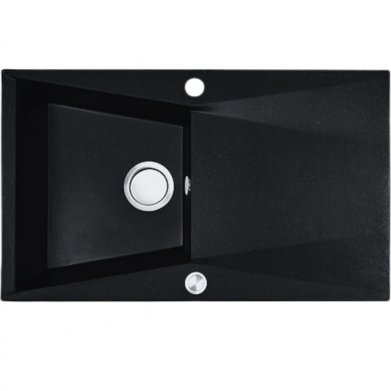 Laveo GRENADA csepptálcás matt fekete mosogató automata dugókiemelős, helytakarékos szifonnal