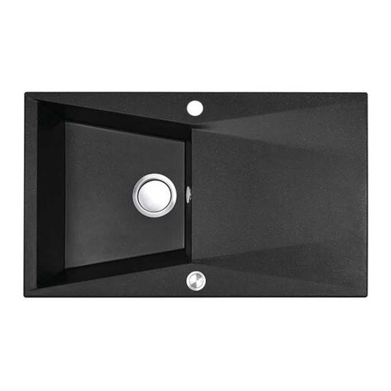 Laveo GRENADA Gránit mosogató: egymedence csepptálcás, fekete