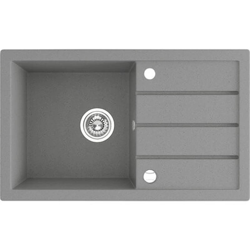 Laveo RINA csepptálcás szürke mosogató, automata dugókiemelős, helytakarékos szifonnal