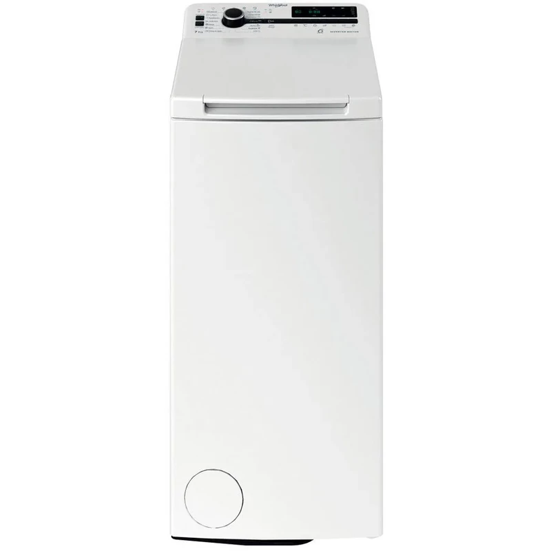 WHIRLPOOL TDLRB7252BSEU Felültöltős mosógép, "B"  1200 f, 7 kg kapacitás, nagy digitális kijelző,  6. Érzék funkció, FreshCare , inverter motor,  Teljes Aquastop