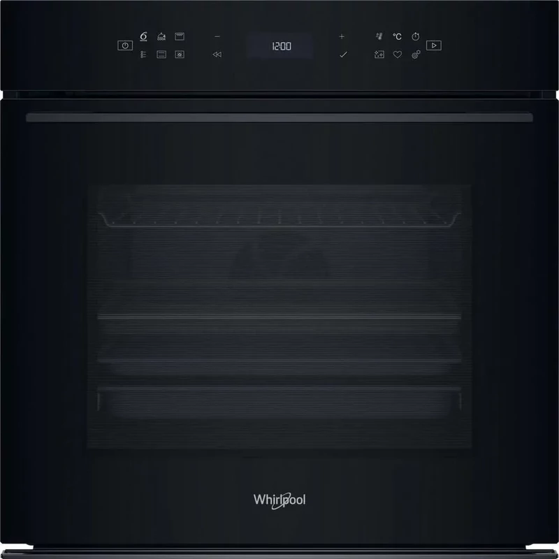 Whirlpool WOI78PT1SBAC Fekete üveg, finoman csukódó sütőajtó ,  MF8, PIROLITIKUS és HIDROLITIKUS tisztítás, "A+, Assisted kijelző (magyar nyelvű, érintőszenzoros), Connectivity,  teleszkópos sütősín, 73 liter