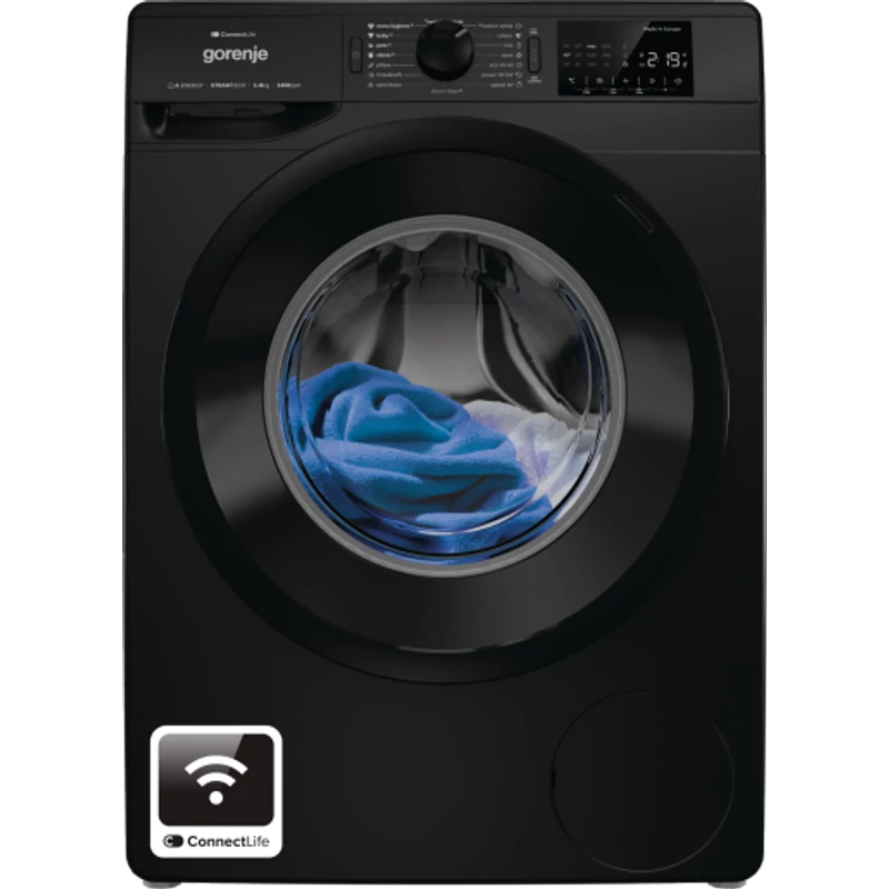 Gorenje WPNEI84A1SW/B szabadonálló elöltöltős mosógép, 8 kg, 1400 f, Inverteres motor, gőz funkciók, Wifi