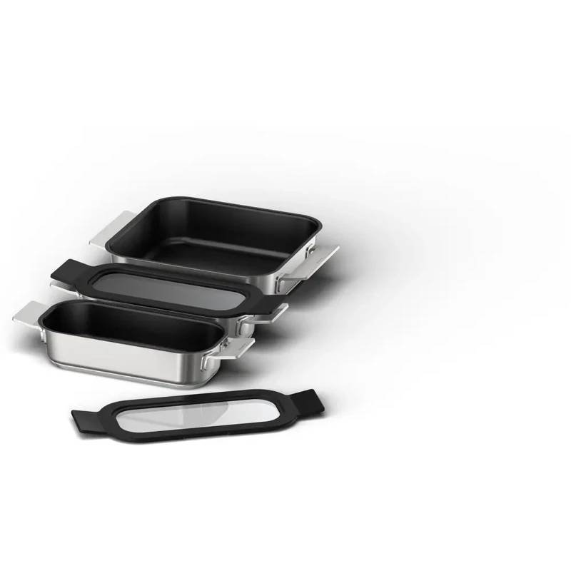 Bosch HEZ9FF030 Pro Induction Flex edényszett , 3 részes , 2 kis Flex edény fedővel és 1 közepes Flex edény , Tökéletesen illeszkedik a FlexInduction zónákra