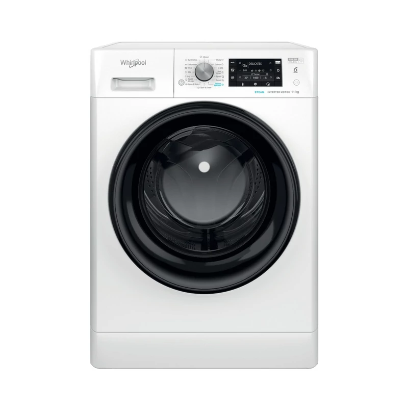 WHIRLPOOL FFD11489BVEE Elöltöltős gőzfunkciós mosógép "Direct Injection" víztakarékos rendszerrel, "A-20%"  1400 f, 11 kg , extra csendes inverter motor,  szöveges magyar nyelvű LCD kijelző,  SoftMove™ , 6. Érzék funkció,  FreshCare+