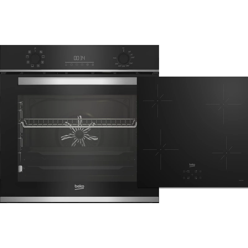 Beko sütő-indukciós főzőlap szett, inox/fekete