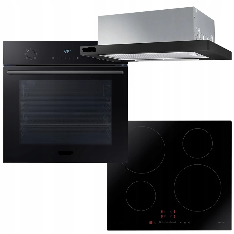 Beko beépíthető sütő-indukciós főzőlap-elszívó szett, fekete Beko beépíthető sütő-indukciós főzőlap-elszívó szett, fekete