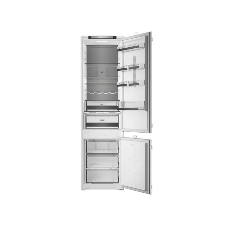 Whirlpool WHK2 5323 B5E1 Beépíthető kombinált hűtő 300L (224/76l ), D  Elektronikus vezérlés WIFI+BLE támogatás, Adaptív hűtés akár 20%-os energiamegtakarítással, Metal Multiflow, csúszópántos zsanér (sliding), inverter kompresszor, 10 év kompresszor gara