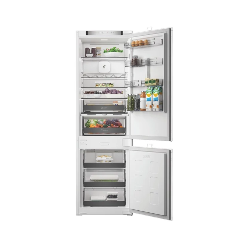 Whirlpool WHK2 5294 B6E Beépíthető kombinált hűtő 270L (194/76l ), C , Elektronikus vezérlés WIFI+BLE támogatás, Adaptív hűtés akár 20%-os energiamegtakarítással,  csúszópántos zsanér (sliding), inverter kompresszor, 10 év kompresszor garanciával, 177,5x5