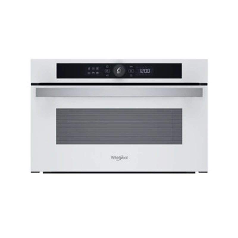 Whirlpool WMD44MW Álló szekrénybe építhető mikrohullámú sütő Fehér, 31 liter, 6. Érzék funkciók, 1000W, CRISP, grill, digitális kijelző (fehér karakterszín), JET Start, JET Defrost, JET Menü, lenyíló tükrös üvegajtó
