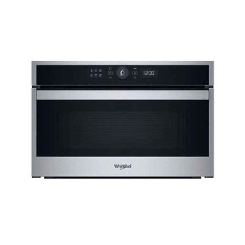 Whirlpool WMD44MX Álló szekrénybe építhető mikrohullámú sütő Inox, 31 liter, 6. Érzék funkciók, 1000W, CRISP, grill, digitális kijelző (fehér karakterszín), JET Start, JET Defrost, JET Menü, lenyíló tükrös üvegajtó