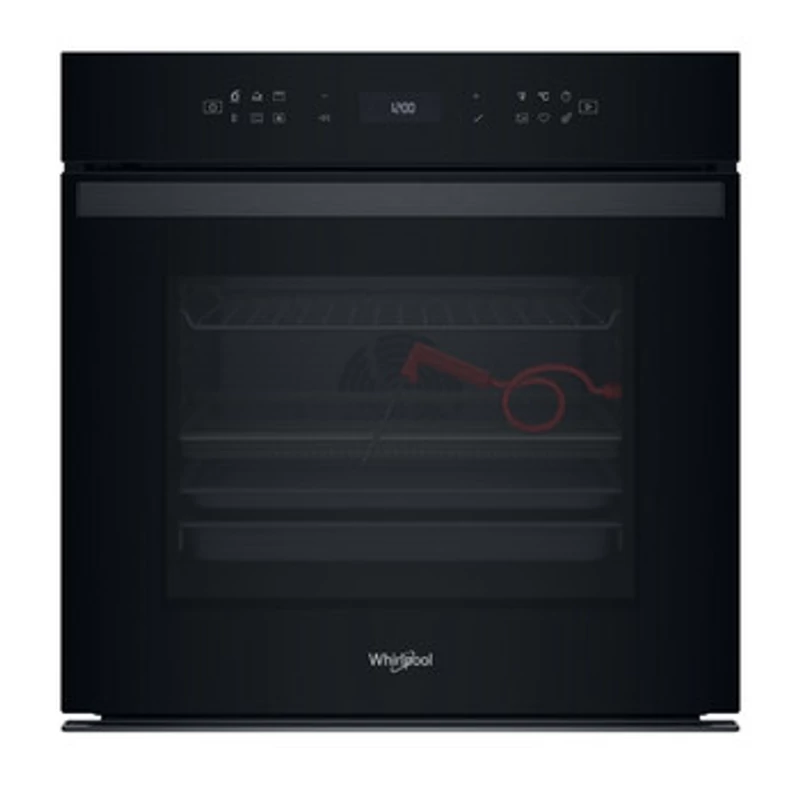 Whirlpool WOI68FPT1SBA Beépíthető sütő, Fekete üveg, finoman csukódó sütőajtó, 6. Érzék funkció receptekkel, MF8, PIROLITIKUS és HIDROLITIKUS tisztítás, Assisted kijelző (magyar nyelvű, érintőszenzoros), Airfry, teleszkópos sütősín,  73 l