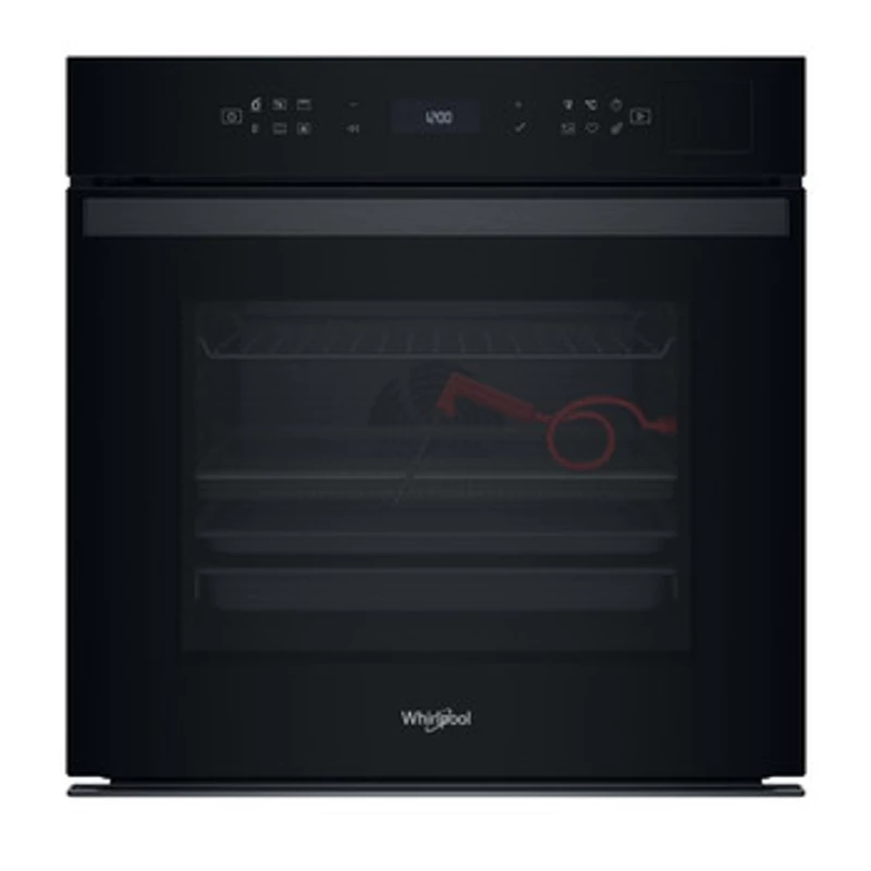 Whirlpool WOI6A8FPT1SBA Beépíthető sütő, Fekete üveg, finoman csukódó sütőajtó, 6. Érzék funkció receptekkel, MF8, PIROLITIKUS és HIDROLITIKUS tisztítás, Assisted kijelző (magyar nyelvű, érintőszenzoros),  Airfry, gőz, teleszkópos sütősín, 73 l