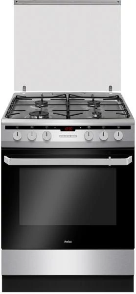 Amica 55701 szabadonálló multifunkciós kombinált tűzhely, inox, 60 cm széles