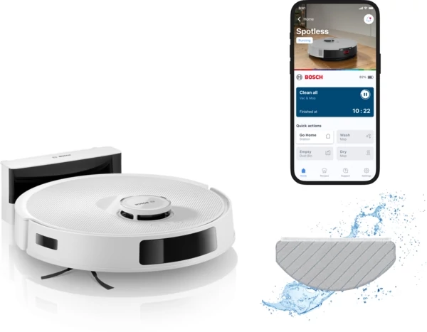 Bosch BCRC2W Spotless Advanced robotporszívó, rezgő felmosó funkcióval,  fehér