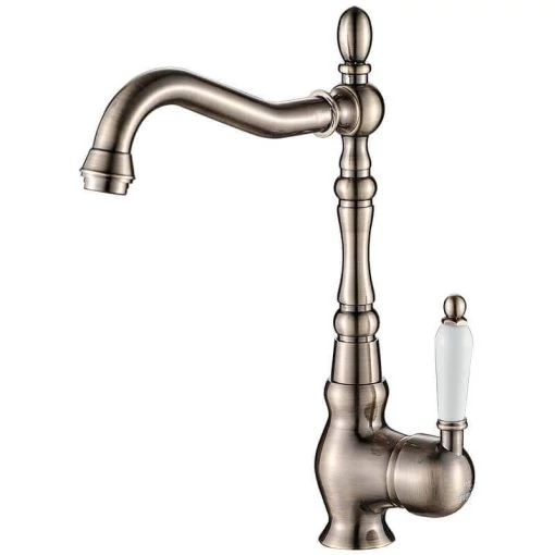 Laveo EVORA Konyhai álló csaptelep L alakú kiömlővel, Szín: antique brass
