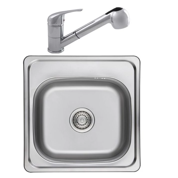 Operis STANDARD SZET Egymedencés mosogató, Szín: Natúr inox - Rosso csappal