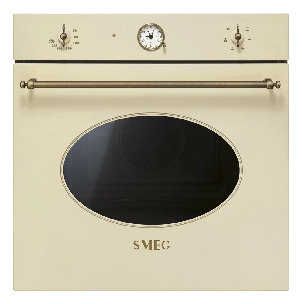 SMEG SF800PO HŐLÉGKEVERÉSES SÜTŐ, Colonial design, 6 funkció, analóg programóra,bézs, bronz fogantyú és vezérlőgombok