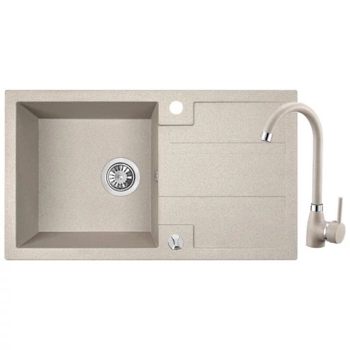Laveo SZETT BARBADOS+ LETTE Gránit tálca + Álló csaptelep - Bézs, SRBA_411T