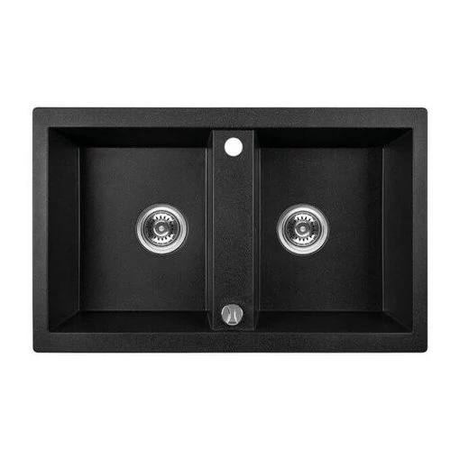 Laveo BARBADOS Gránit mosogató: kétmedencés, MATT fekete, SRB_720R