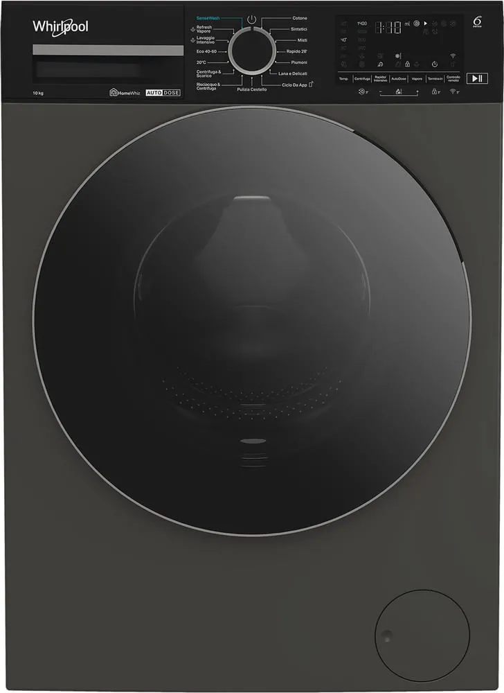 WHIRLPOOL WPM011GADSEE Elöltöltős gőzfunkciós mosógép automata mosószeradagolással és HomeWhiz távoli eléréssel, 
